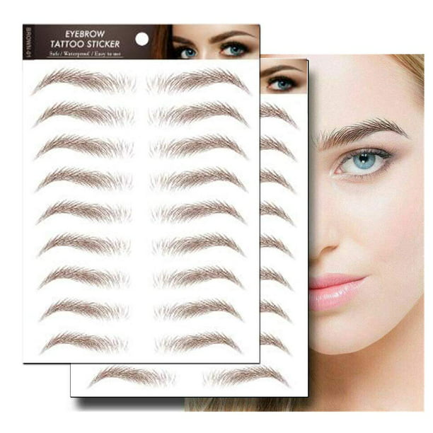 Waterproof Brown Fake Tattoo Eyebrow Stickers for Woman(18 Pairs) -  