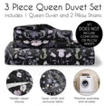 thumbnail image 4 of Sweet Jojo Designs Boho Floral Wildflower Black and Purple Girl Queen Duvet Cover Bedding Set 3 Piece, 4 of 6