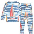 thumbnail image 2 of FORMRS Long Sleeve Top and Pants Pajama Set for Niños 2-Piece Sleepwear, Sizes 18M-8Y, Red Sailboats, 2 of 6