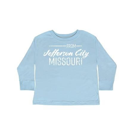 

Inktastic From Jefferson City Missouri in White Distressed Text Gift Toddler Boy or Toddler Girl Long Sleeve T-Shirt