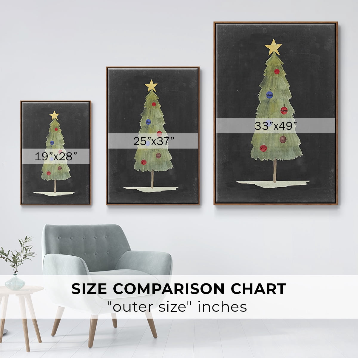 Christmas Glow II - Framed Gallery Wrapped Holiday Canvas - 25 x 37 - Rosewood Frame