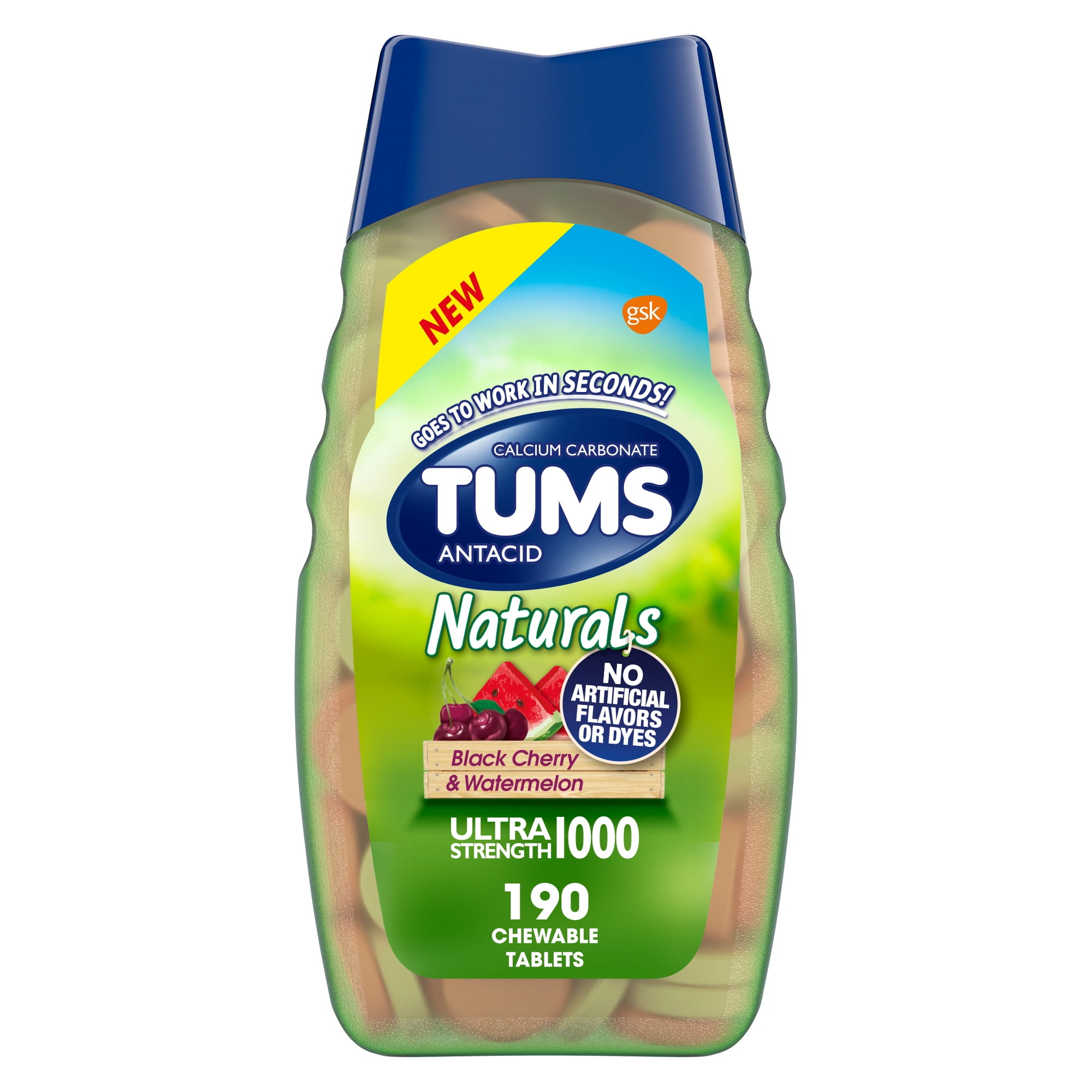 Tums Naturals Ultra Strength Chewable Antacid Tablets for Heartburn