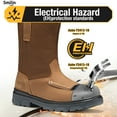 thumbnail image 2 of Puncture Proof Wellington Work Boots Shoes for Men，Brown，Size 10, 2 of 9