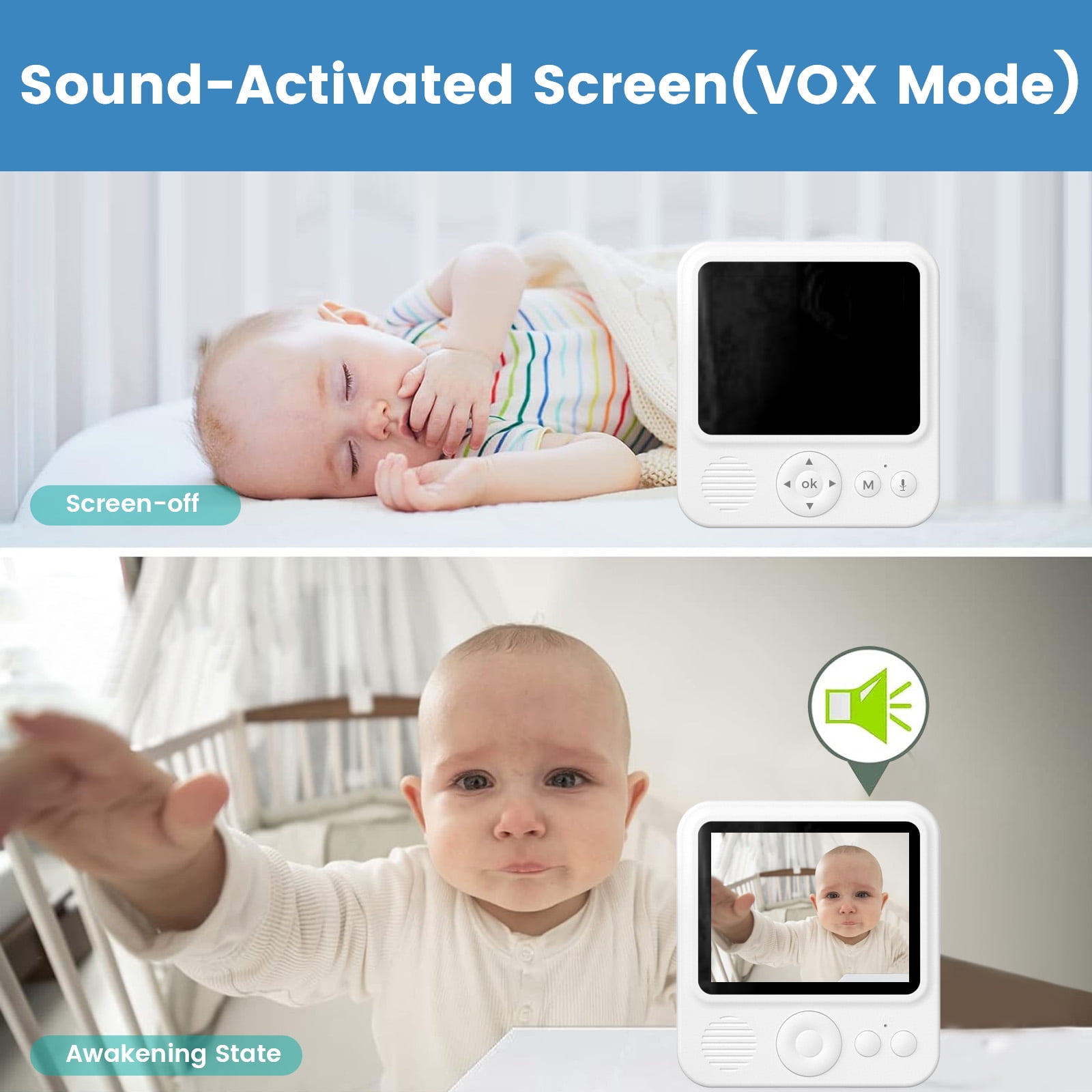 Bitiwend 2.8" Video Baby Monitor with Camera and Audio, Night Vision, Real Time, VOX Mode, Temperature Sensor