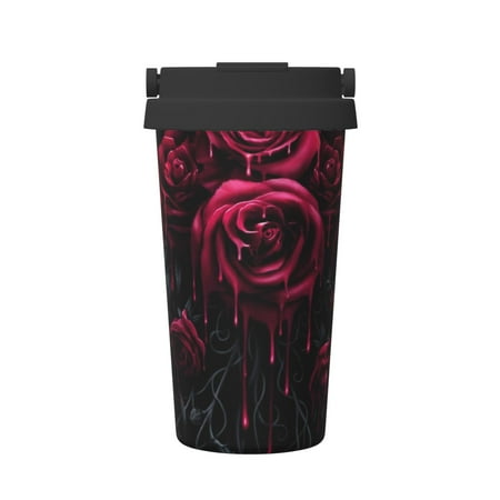 

Insulated Coffee Mug With Lid Blood Red Ros Insulated Tumbler Stainless Steel Coffee Travel Mug With Lid Hot Beverage And Cold Vacuum Portable Thermal Cup Gifts