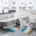 thumbnail image 5 of Teal Brown Ombre Bath Mat 3 Piece Bathroom Rug Set, Vintage Country Wooden Non Slip Bath Rug Contour Mat and Toilet Lid Cover, Absorbent Shower Mats Soft Bath Rugs and Mats Sets, 5 of 8