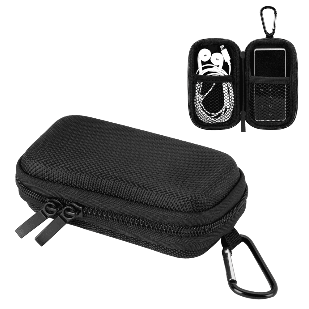 AGPTEK MP3 Player Case with Double Zipper Portable Metal Clip, Black