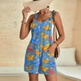 thumbnail image 6 of Clearance Under 10$! Women's Summer Comfortable Casual Suspender Printing Shorts Pocket Jumpsuit Shorts with Pockets 2025 Clothes, 6 of 6