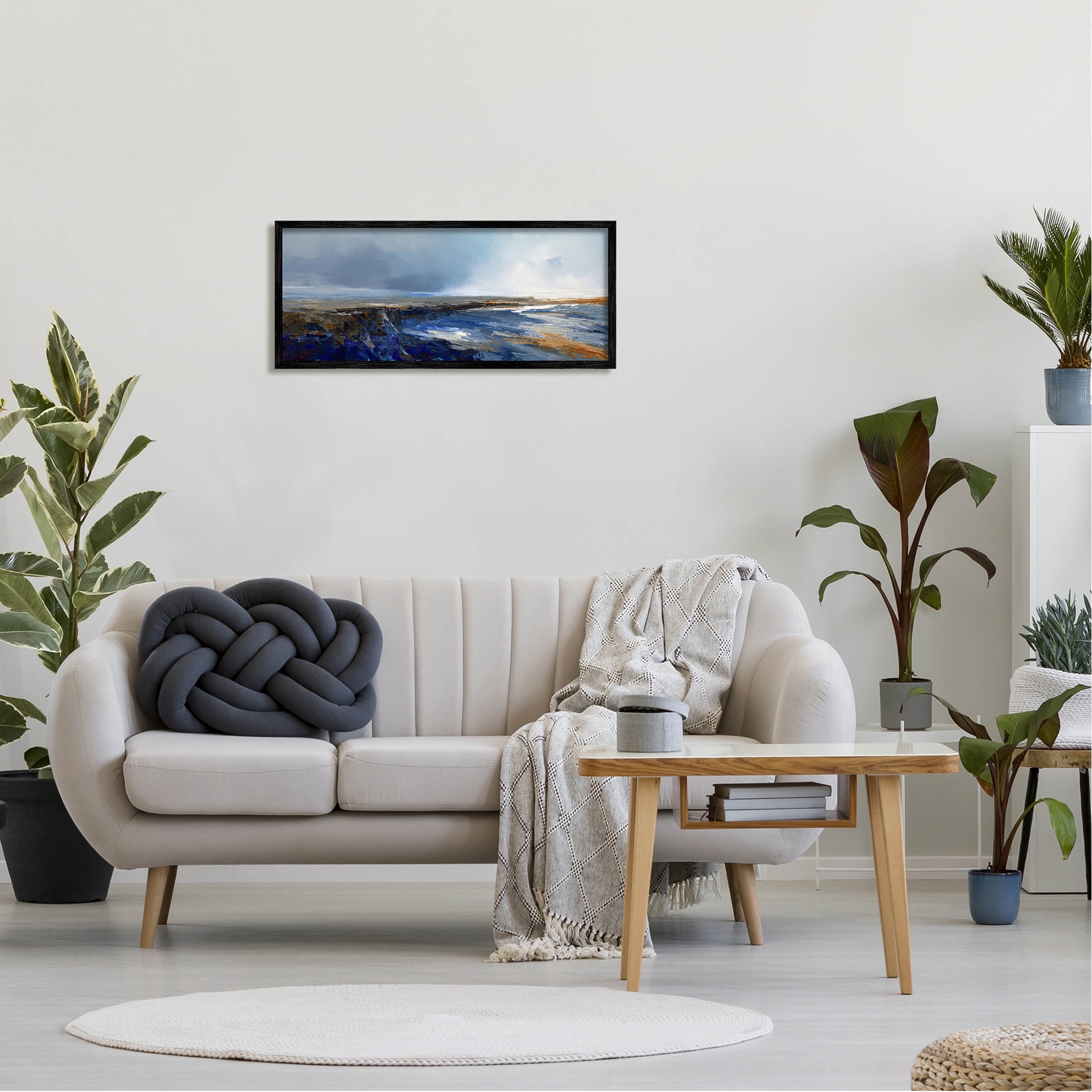 Panoramic Cloudy Sea Landscape Abstract Painting Black Framed Art Print Wall Art