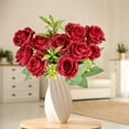 thumbnail image 4 of Artificial Silk Rose with Vase Flowers Bouquet for Wedding Home Centerpiece Table Decor, 4 of 7