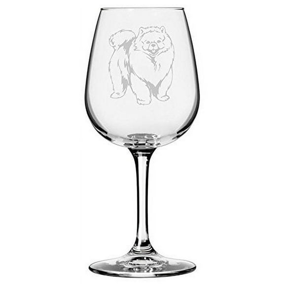 Pomeranian Dog Themed Etched 12.75oz Libbey Wine Glass