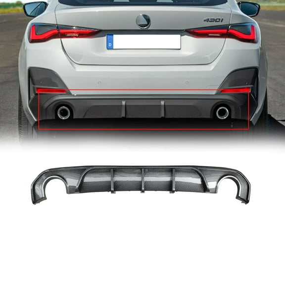 NINTE Rear Diffuser for 2022-2024 BMW 4 Series Gran Coupe G26 i4 M-Sport Rear Bumper Lip ABS Carbon Fiber Look