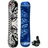 X-Games Youth Sidecap Snowboard 132cm with X-Games Nylon/Fiberglass Binding Youth Male,Black and White top with Blue Bottom