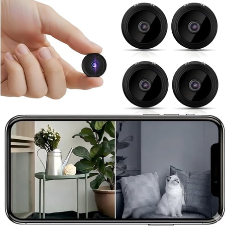 4 Pack Mini Hidden WiFi Security Camera with Motion Detection, 1080P HD Night Vision, 150 Degree Wide Angle, Indoor Outdoor Use