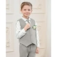 thumbnail image 3 of SANMIO Toddler Boy Suits Dress Clothes Formal Slim Fit Suit Set 6 Piece Tuxedo Gentleman Wedding Outfit Dresswear Vest Set, 3 of 7