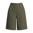 thumbnail image 4 of Only Moment Women's Casual Elastic Waist Lounge Shorts Bamboo Nodes Cotton Comfy Elastic Waist Drawstring Pocket Shorts Pants Cargo Shorts Army Green,3XL, 4 of 7