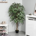 thumbnail image 4 of Outsunny 5.3ft Potted Artificial Tree Ficus for Indoor Home Decor, 4 of 10