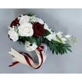 thumbnail image 6 of 9 Inch Artificial Rose Flowers Bouquets for Bridal Bridesmaid, Wedding Bouquets with Ribbons, Waterfall Flowers Bunch for Boho Rustic Ceremony Vintage Wedding Decor(Red）, 6 of 6