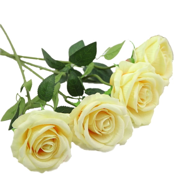 Flores artificiales rosas de seda 10 piezas para bodas y decoraciones para el hogar Yuarrent Ecológicas versátiles color champán