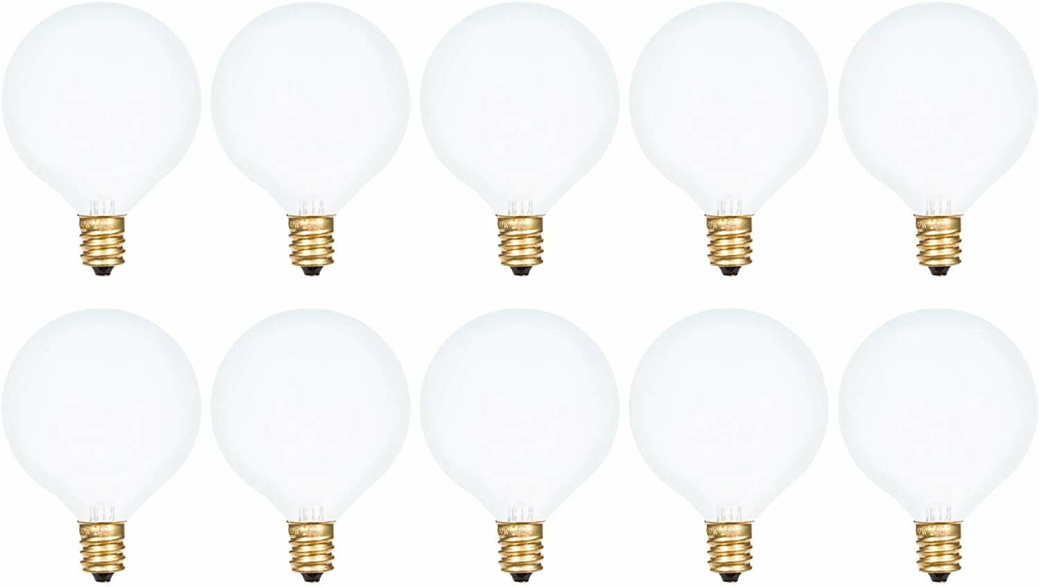 Simba Lighting Decorative Globe G16.5 Round Bulb 25W E12 Candelabra Base Frosted Glass, 10 Pack
