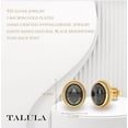 thumbnail image 3 of Black Moonstone Oval Stud Earrings | 14K Gold Plated Vintage-Inspired Jewelry | Protective Gemstone Studs for Women | Dainty Gemstone Earrings, 3 of 6