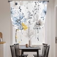 thumbnail image 4 of Spring Floral Tie Up Curtain 63 Inches Long, Watercolor Grey Blue Flower Retro Balloon Style Kitchen Window Curtain Over Sink, Small Window Rod Pocket Curtain 46"x63", 4 of 9