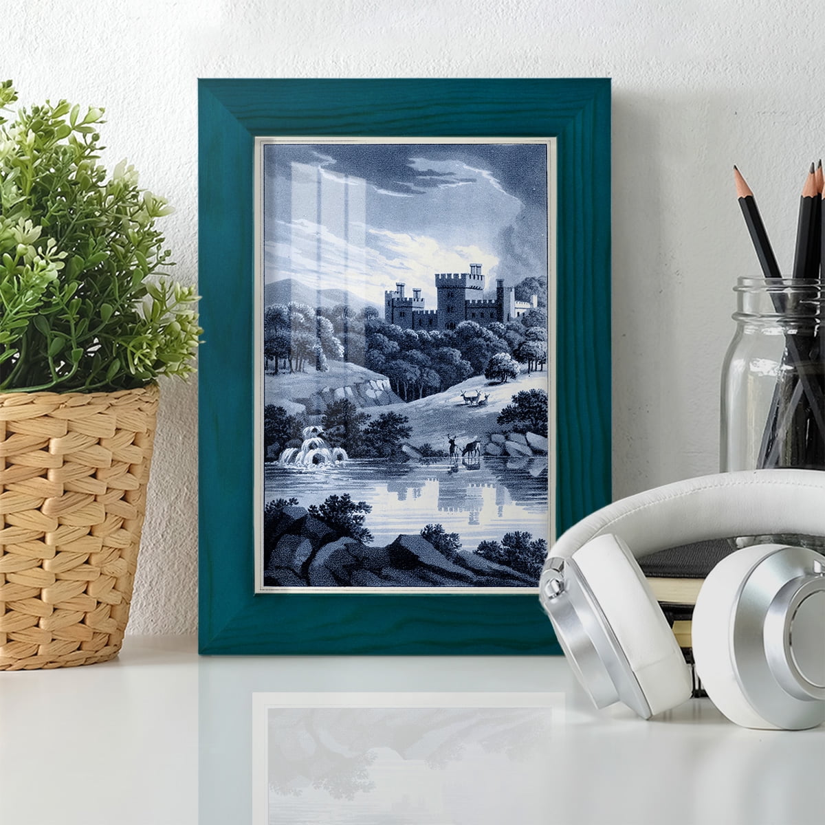 Estate View II -Framed Print w/glass-Ocean Blue