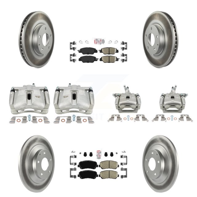 Transit Auto Front Rear Disc Brake Caliper Coated Rotors and Ceramic Pads Kit (10Pc) for Car 2015 Mazda CX-5 with Electric Parking KCG-102431N