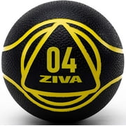 ZIVA Medicine Exercise Ball - Commercial Grade Virgin Rubber Shell, Easy-Grip Textured Coating Med Ball for Core Strength Training - 4 lbs, Black