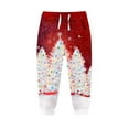 thumbnail image 2 of AUNVITO Boys Girls Sweatpants Winter Christmas Print Elastic Waist with Drawstring Pockets Fleece-Lined Thickened Casual Sporty Long Pants Holiday Style, 2 of 4