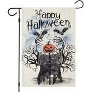 Happy Halloween Garden Flags 30x45 cm Double Sided,Spooky Jack O Lantern with Bats Small Yard Decoration for Outside,Seasonal Farmhouse Holiday Decor for Outdoor