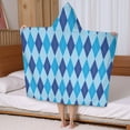 thumbnail image 5 of Light Blue and Dark Blue Argyle Pattern Hooded Bath Towel，50"x30" for Ages 3 To 12 Kids, Quick Dry Lightweight Soft Microfiber Hood Beach Towel Cover Up for Kids, 5 of 7