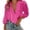 Hot Pink, variant on Women's Ruffle Trim V-Neck Blouse, Solid Color Long Sleeve Casual Polyester Top for Summer Vacation & Daily Wear, 1PC, S-XXL