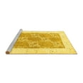 thumbnail image 2 of Ahgly Company Machine Washable Indoor Round Abstract Yellow Contemporary Area Rugs, 3' Round, 2 of 4