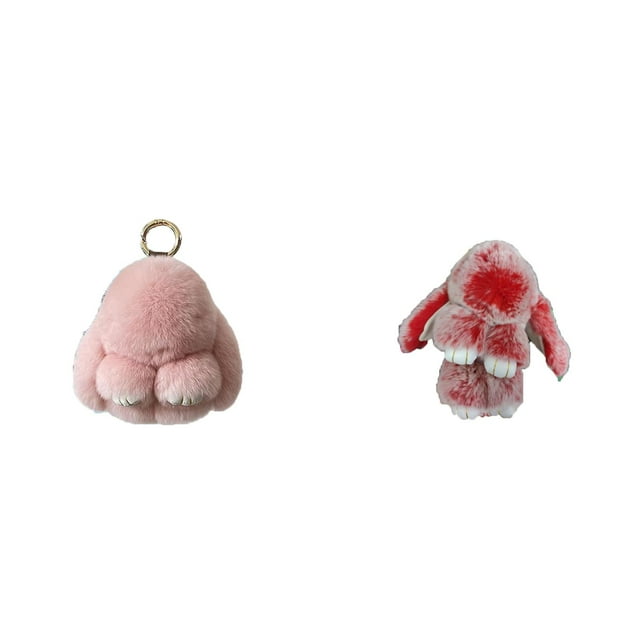(2-Pack) Rinsvye Keychain Bunny Lu Small Key Clip Keychain Cute Bunny Keychain Wrist Key Fob Bunny Keychain Pl Ush