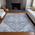 thumbnail image 5 of HomeRoots 664737 9 x 12 ft. Denim Blue, Ivory & Gray Floral Medallion Washable Machine Made Rectangle Area Rug with UV Protection, 5 of 6
