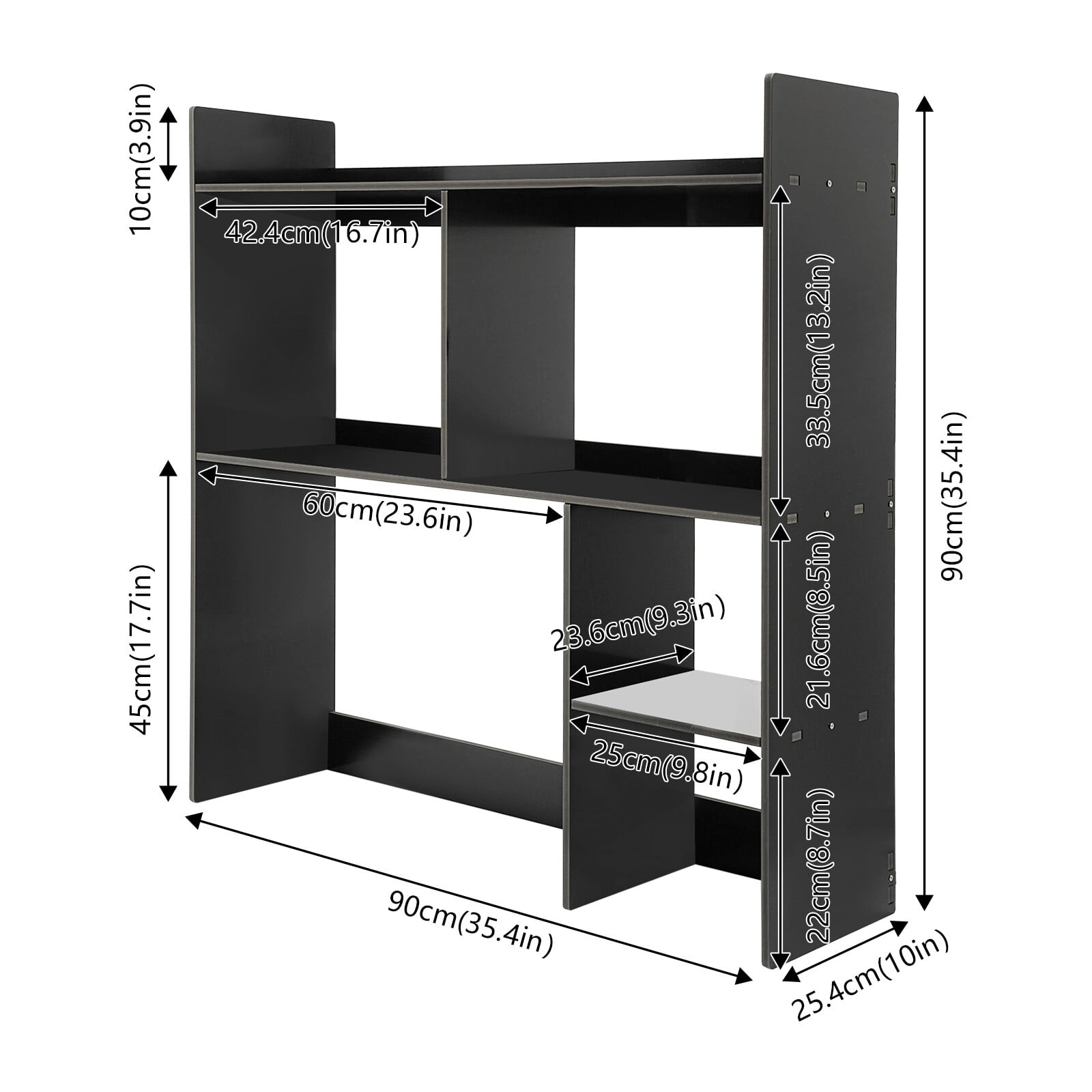 35.4" Desktop Organizer Shelf Desk Hutch for Computer Desk 3 Tier Desk Shelf Multifunctional Freestanding Storage Rack Display Shelf for Home Office