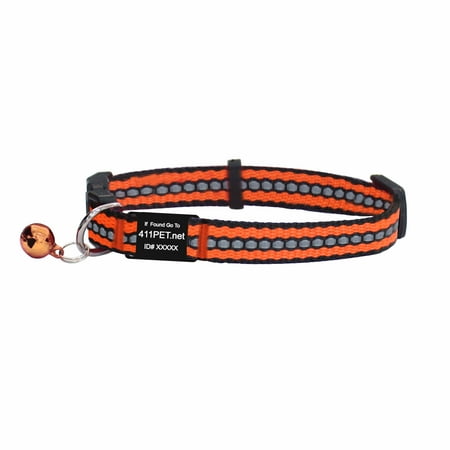 Blue Frog Track N Guard 1X Protective Reflective Break Away Cat Collar & I.D. Tag  Orange
