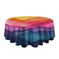 thumbnail image 5 of Colorful Tie Dye Mountain Pattern Round Tablecloth 60"x60",Wrinkle Wipeable Table Cloth for Kitchen Dining Room Picnic Patio Party, 5 of 6