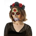 thumbnail image 3 of HOWAF 2pcs Day of The Dead Headband Spider Skull Rose Flower Crown Mexican Headpiece, Halloween Floral Headband Halloween Costume Accessory Rose Flower Headband, 3 of 8
