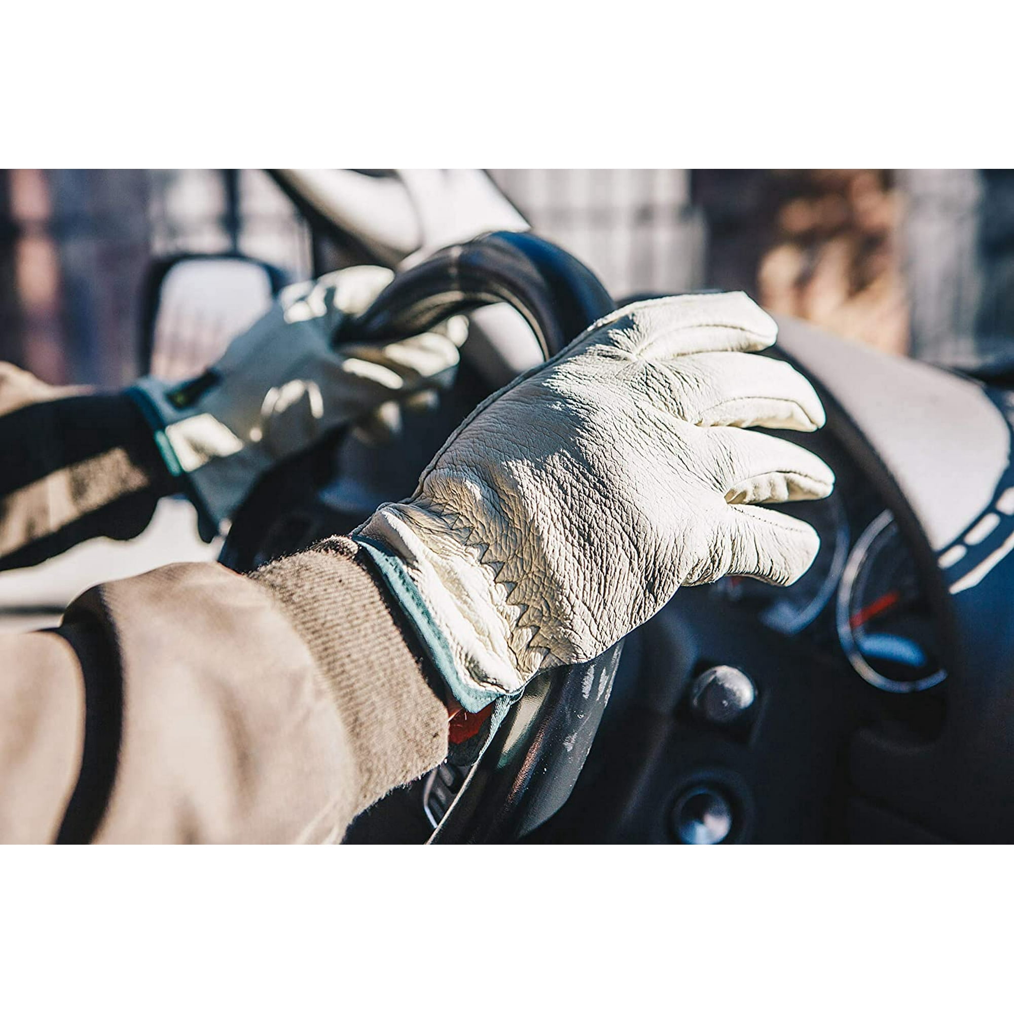 G & F Grain Pigskin Leather Work Gloves, Size Small, 3 Pairs