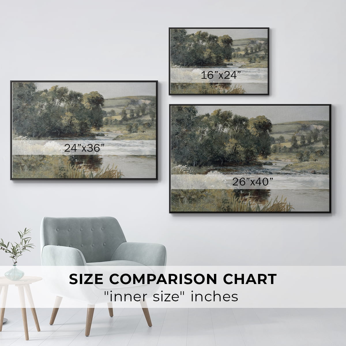Vintage Landscape-CCCXLVI By Wexford Home Framed in Black Wood Gallery Wrapped Canvas 25 in. x 37 in.