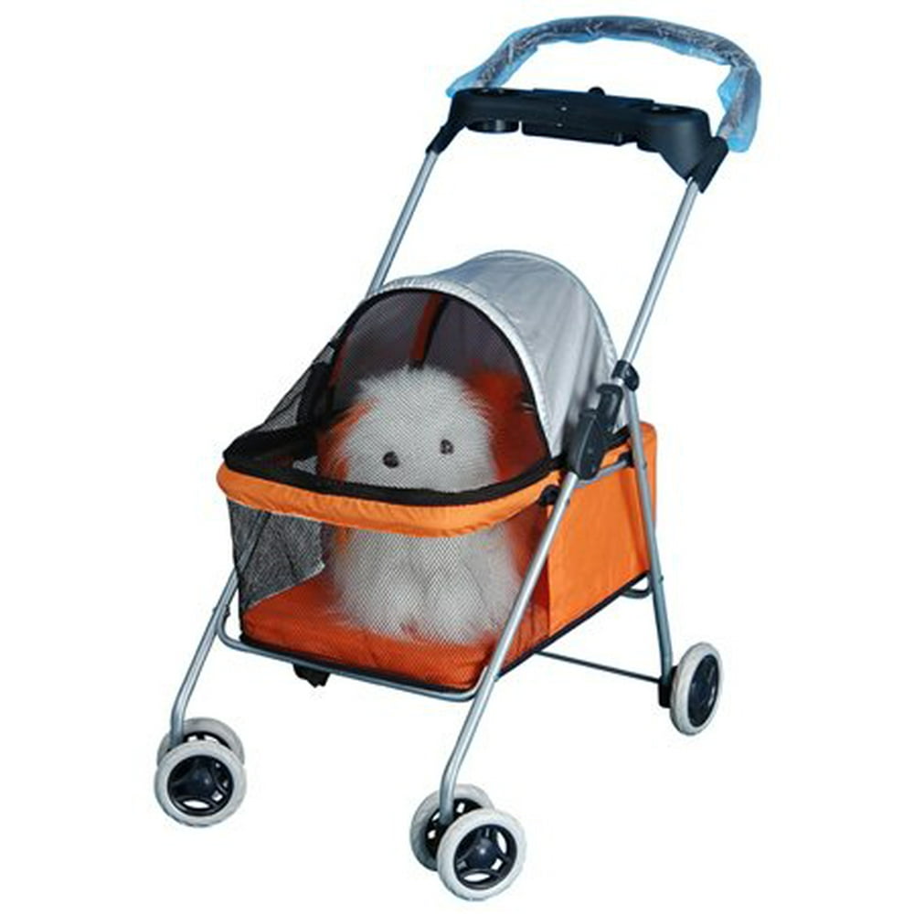Posh Pet Stroller with Cup Holder, Orange