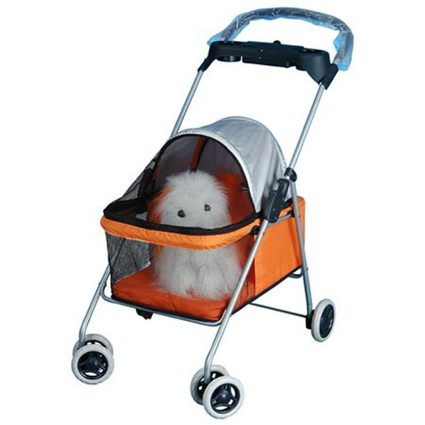 Posh Pet Stroller with Cup Holder, Orange
