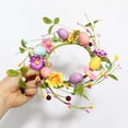 thumbnail image 4 of Easter Eggs & Floral Candle Wreath Ring, 9.8" Spring French-Style Tabletop Centerpiece for Holiday Decor, 4 of 8