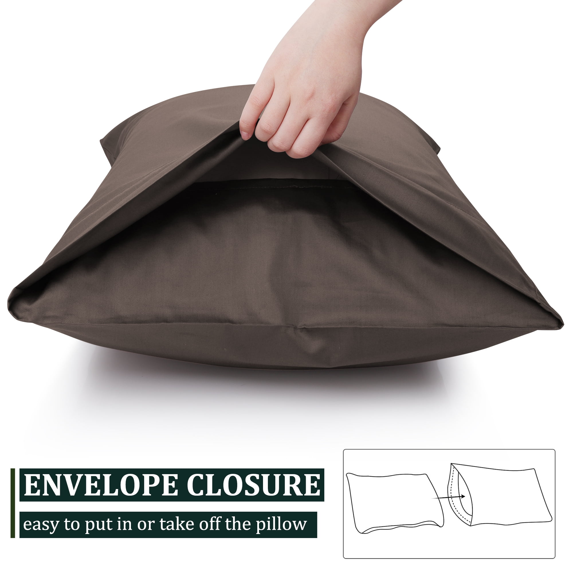 Unique Bargains Pillowcase Set of 2, Cotton with Envelope Beaver Standard