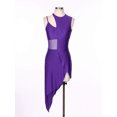 thumbnail image 3 of zdhoor Robe de Danse Lyrique Sans Manches pour Femme à Ourlet Irrégulier Latin Jazz Tango Robe de Danse Violet P, 3 of 7