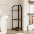 thumbnail image 3 of 3 Tier Corner Shelf, 40” Corner Shelf Stand, Corner Bookshelf Plant Stand, Storage Shelf for Bathroom, Living Room, Kitchen,Grey Home Office, Brown, 3 of 15