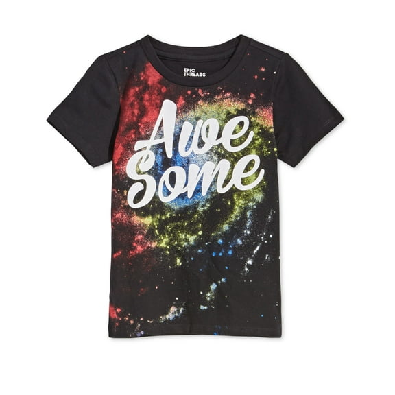 Epic Threads Little Boys Awesome Print T-Shirt Deep Black 4
