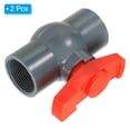 thumbnail image 3 of Uxcell G1-1/4 Ball Valve, 2 Pack PVC Threaded Shut-off Valve with Easy to Rotate Handle Gray/Red, 3 of 6